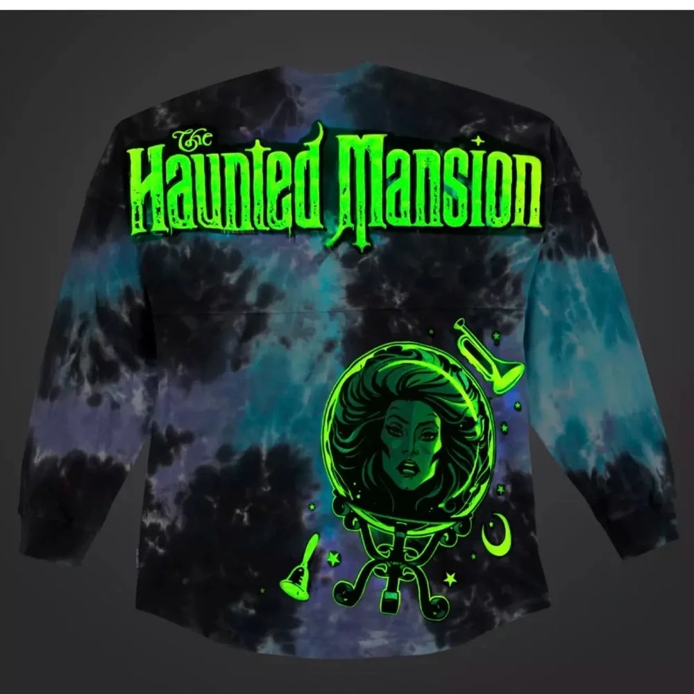 Disney Haunted Mansion Tie-Dye Long Sleeve Shirt - Black, Blue & Purple Size XL - Picture 4 of 12
